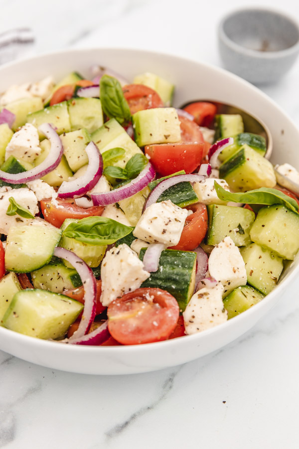 Tomato cucumber mozzarella salad